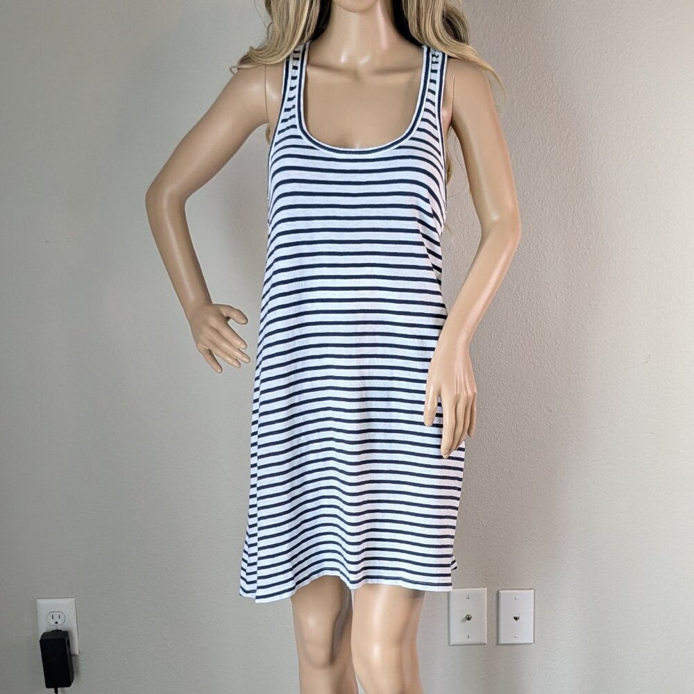 J Crew Swingy Mini Tank Dress Womens Small Striped Blue/White Sleeveless #BF158